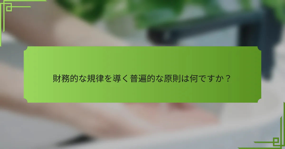 財務的な規律を導く普遍的な原則は何ですか？