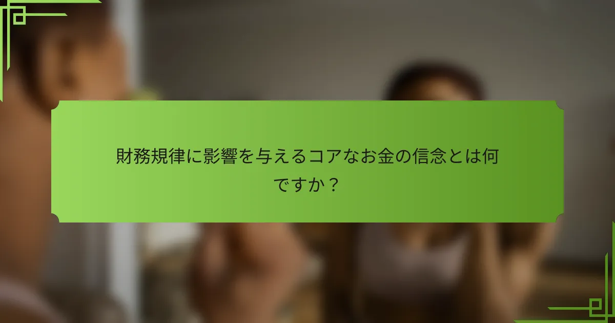 財務規律に影響を与えるコアなお金の信念とは何ですか？