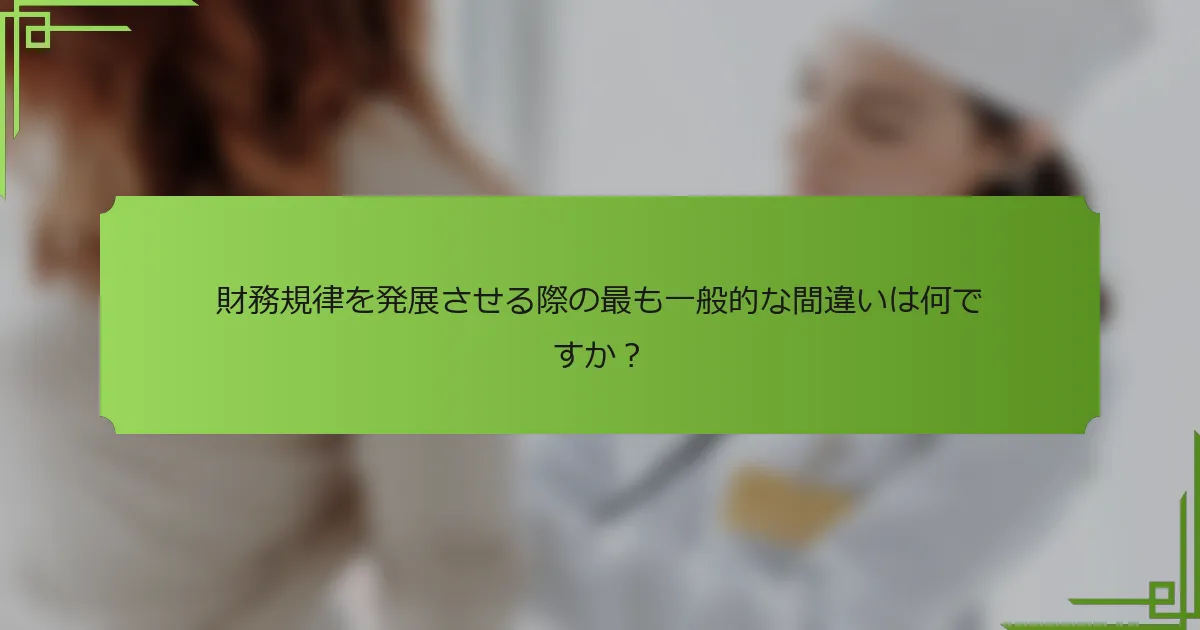 財務規律を発展させる際の最も一般的な間違いは何ですか？