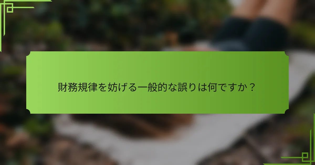 財務規律を妨げる一般的な誤りは何ですか？