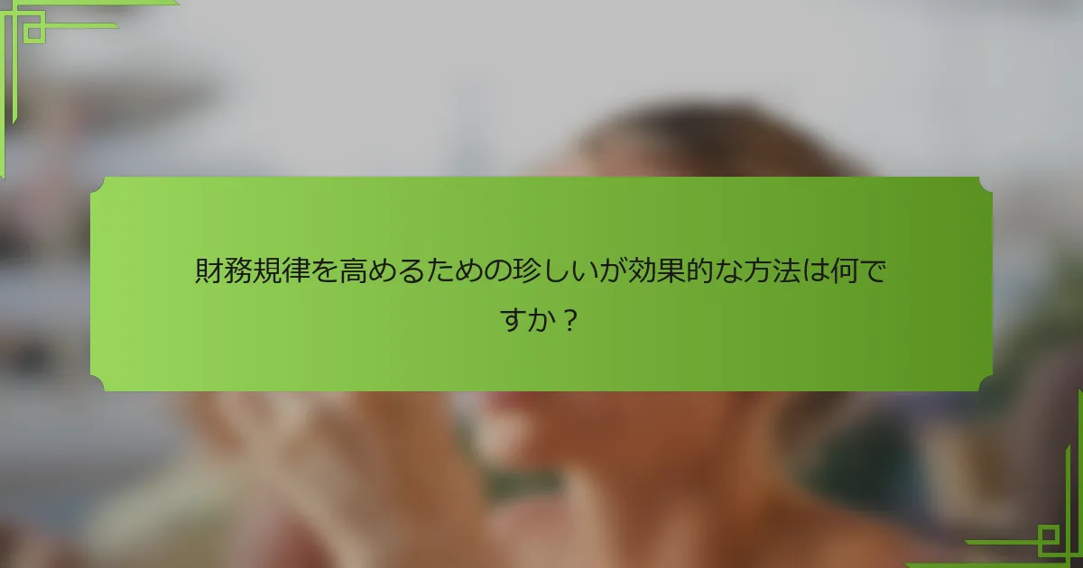 財務規律を高めるための珍しいが効果的な方法は何ですか？