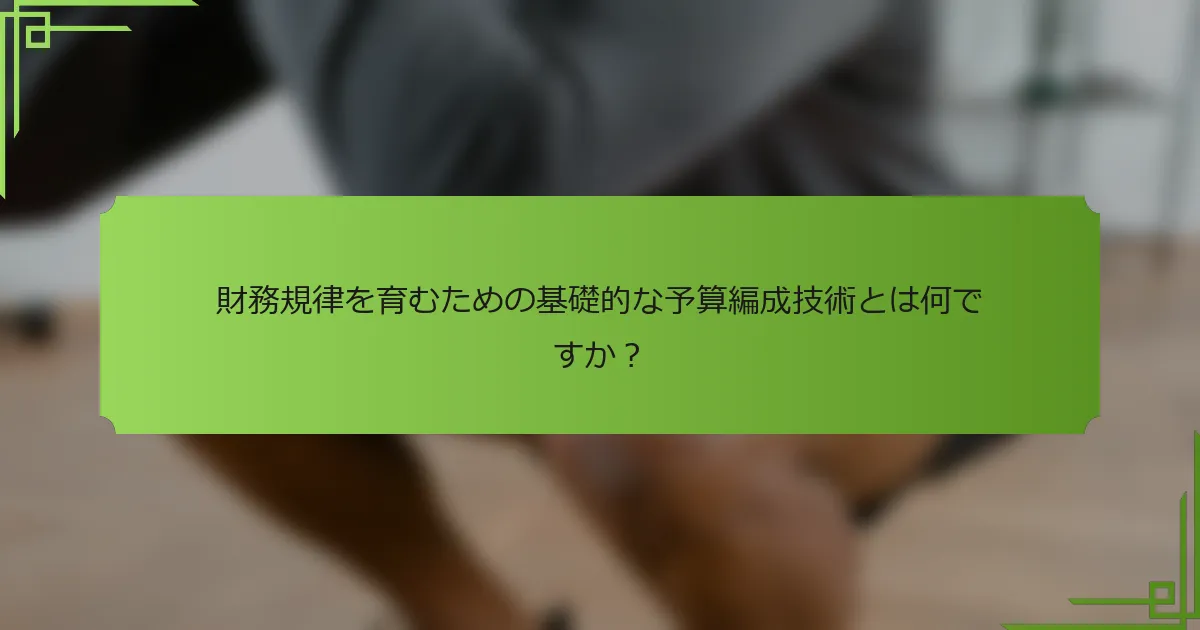 財務規律を育むための基礎的な予算編成技術とは何ですか？