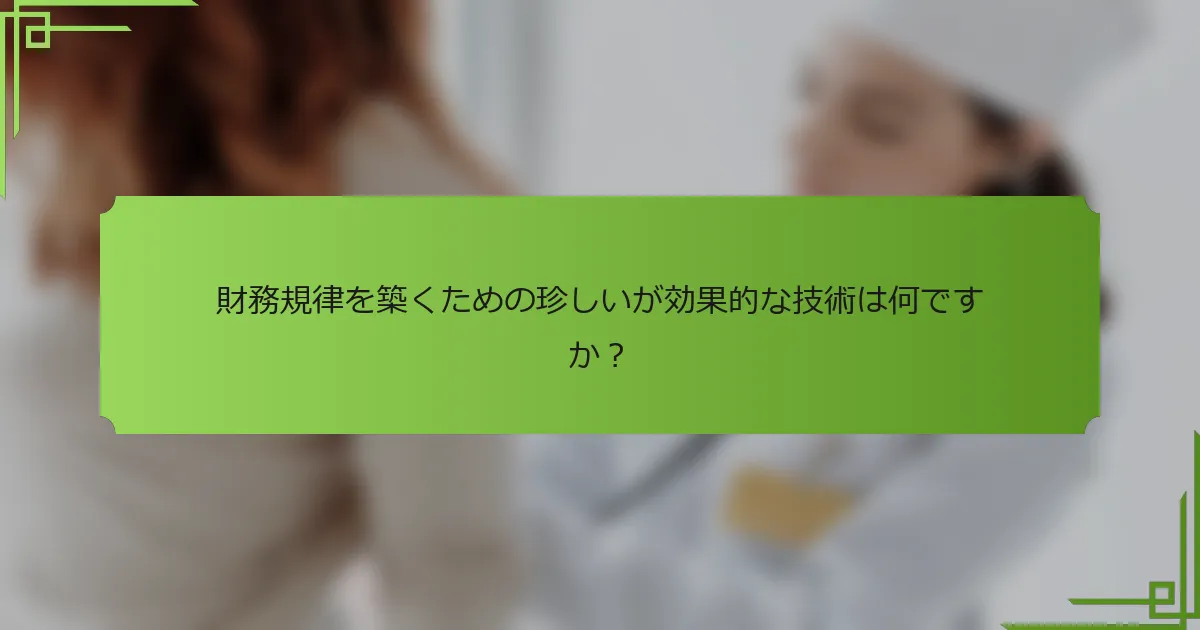 財務規律を築くための珍しいが効果的な技術は何ですか？