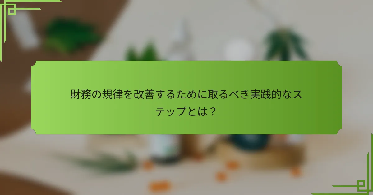 財務の規律を改善するために取るべき実践的なステップとは？