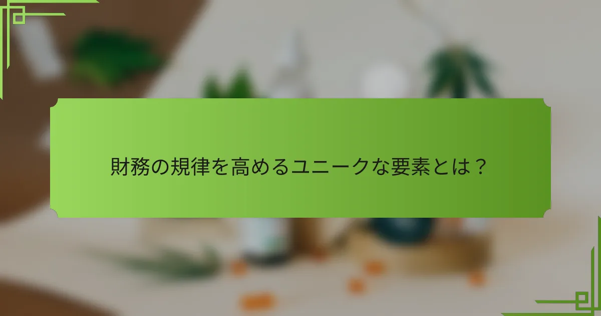 財務の規律を高めるユニークな要素とは？