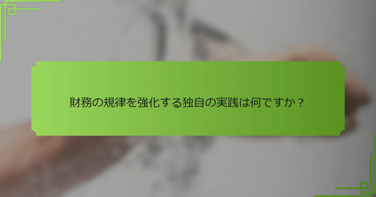 財務の規律を強化する独自の実践は何ですか？