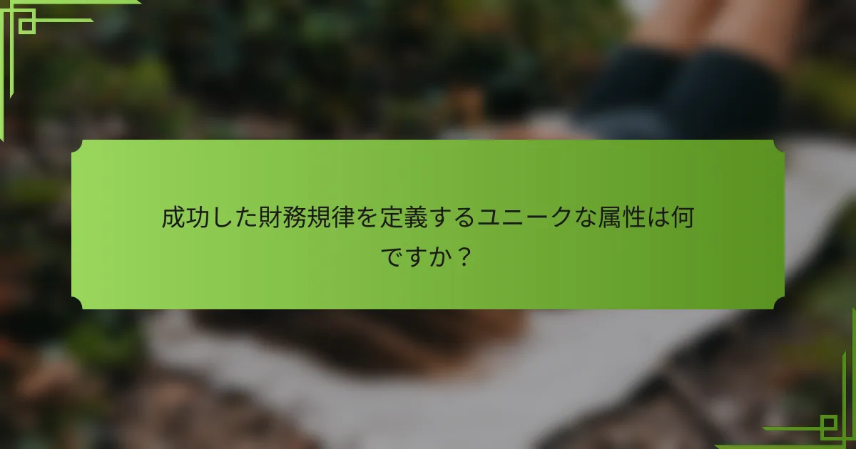 成功した財務規律を定義するユニークな属性は何ですか？