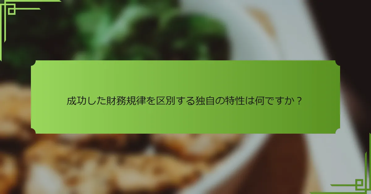 成功した財務規律を区別する独自の特性は何ですか？