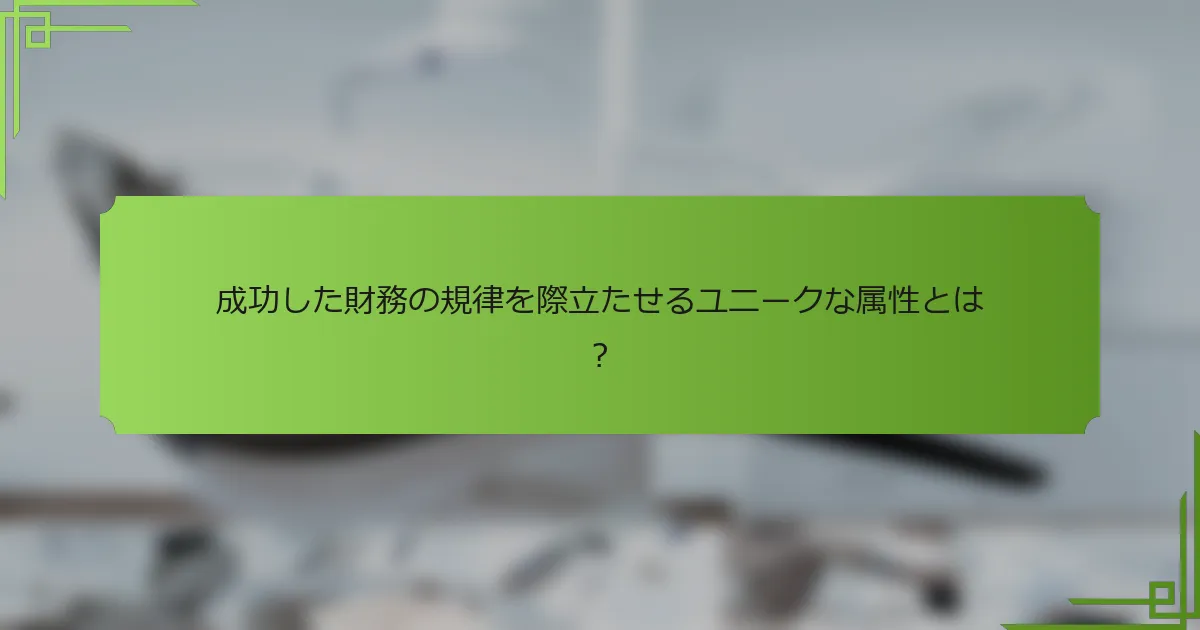 成功した財務の規律を際立たせるユニークな属性とは？