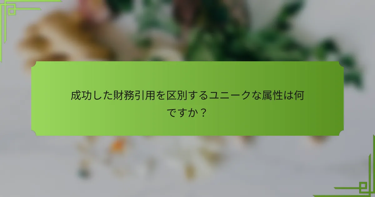 成功した財務引用を区別するユニークな属性は何ですか？
