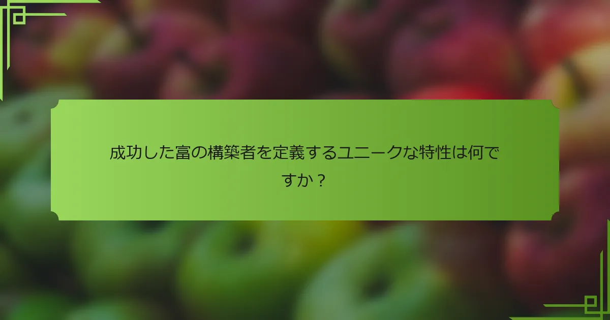 成功した富の構築者を定義するユニークな特性は何ですか？