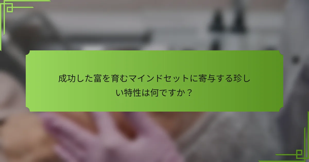 成功した富を育むマインドセットに寄与する珍しい特性は何ですか?