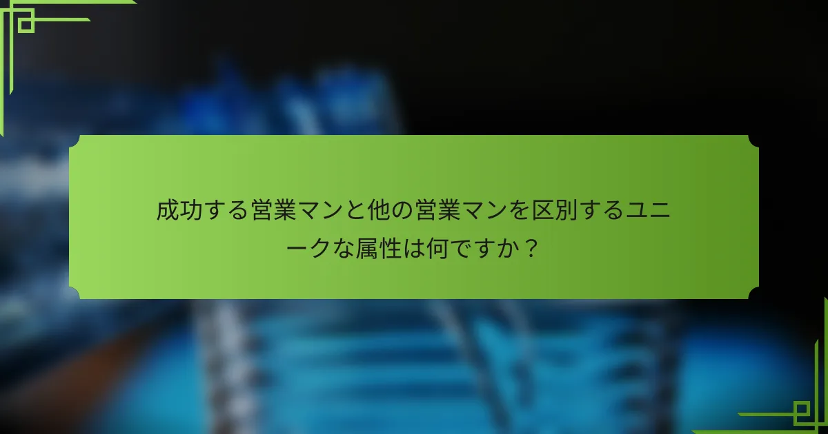 成功する営業マンと他の営業マンを区別するユニークな属性は何ですか？