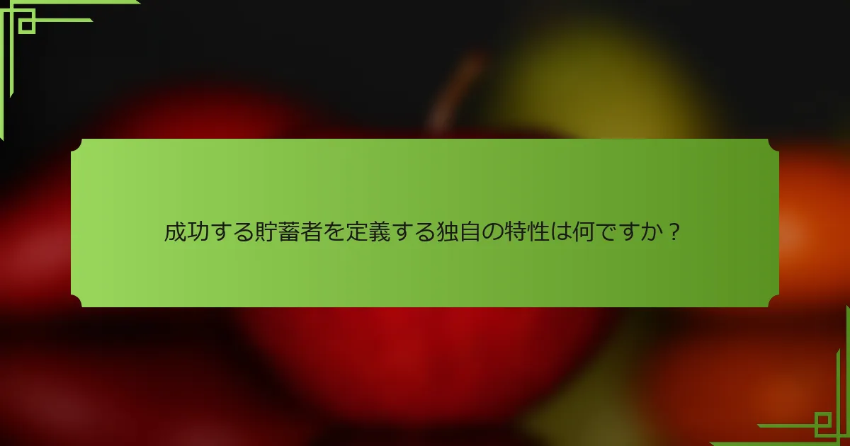 成功する貯蓄者を定義する独自の特性は何ですか?