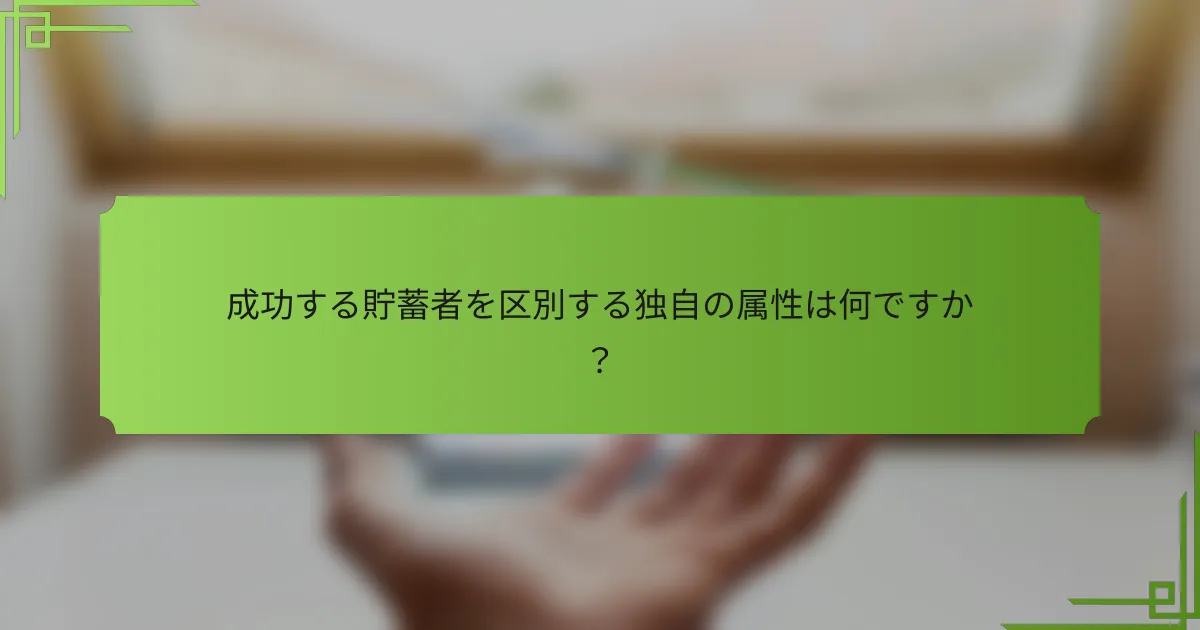 成功する貯蓄者を区別する独自の属性は何ですか？
