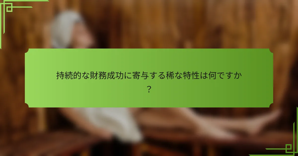 持続的な財務成功に寄与する稀な特性は何ですか？
