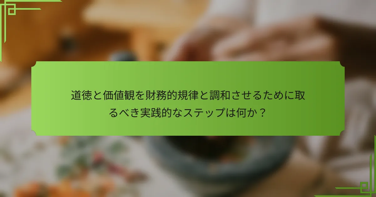道徳と価値観を財務的規律と調和させるために取るべき実践的なステップは何か？