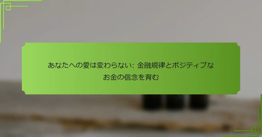 あなたへの愛は変わらない: 金融規律とポジティブなお金の信念を育む