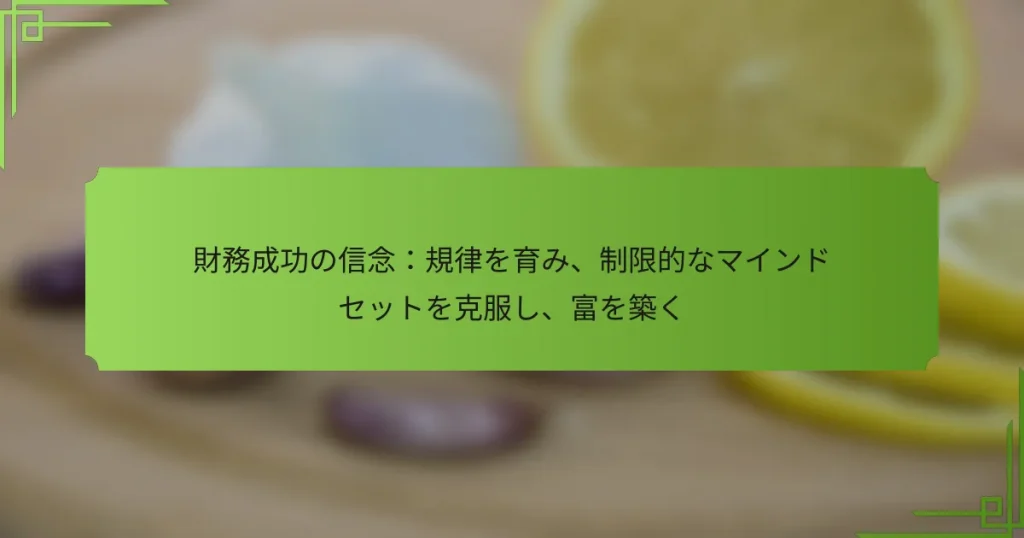 財務成功の信念：規律を育み、制限的なマインドセットを克服し、富を築く