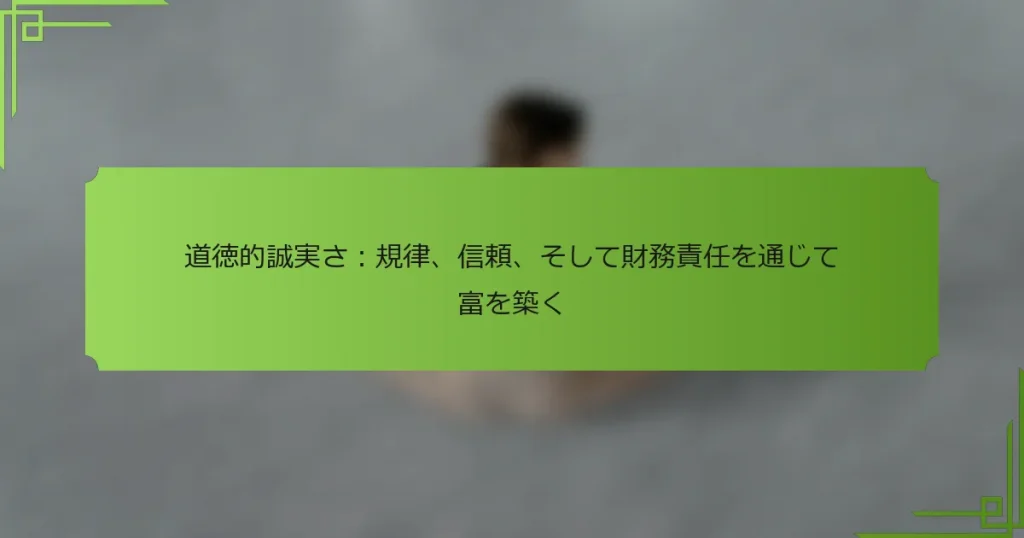 道徳的誠実さ：規律、信頼、そして財務責任を通じて富を築く
