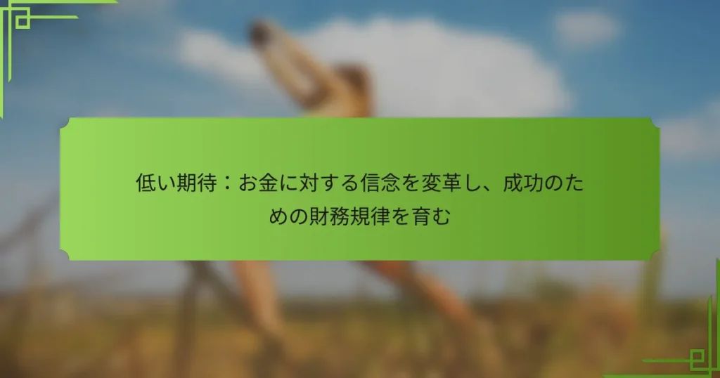 低い期待：お金に対する信念を変革し、成功のための財務規律を育む