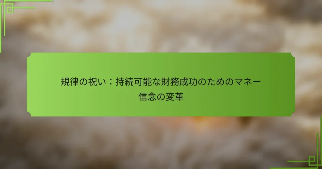 規律の祝い：持続可能な財務成功のためのマネー信念の変革