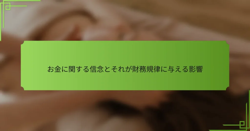 お金に関する信念とそれが財務規律に与える影響