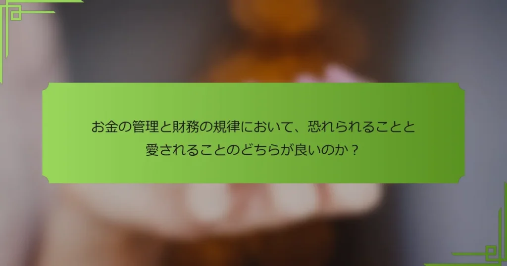 お金の管理と財務の規律において、恐れられることと愛されることのどちらが良いのか？