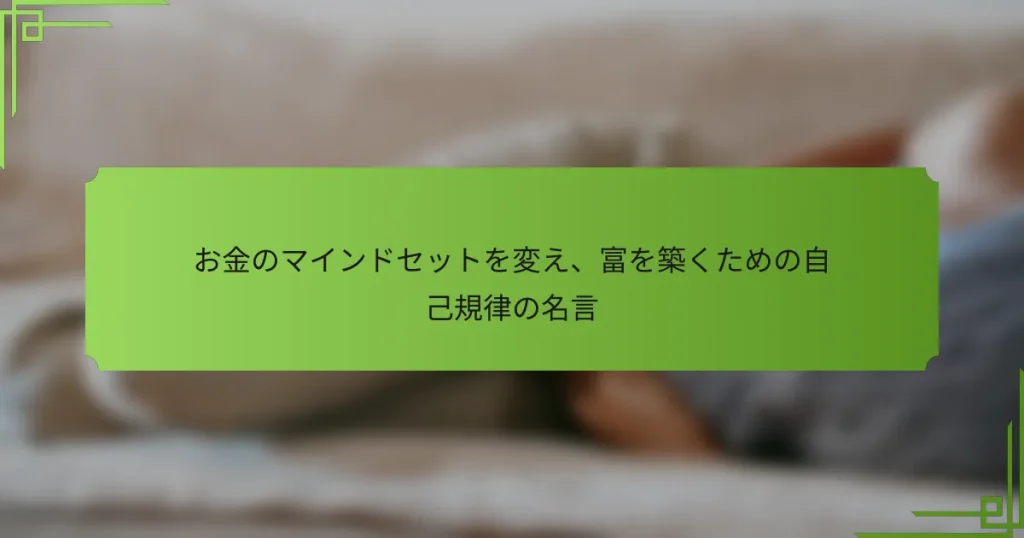 お金のマインドセットを変え、富を築くための自己規律の名言