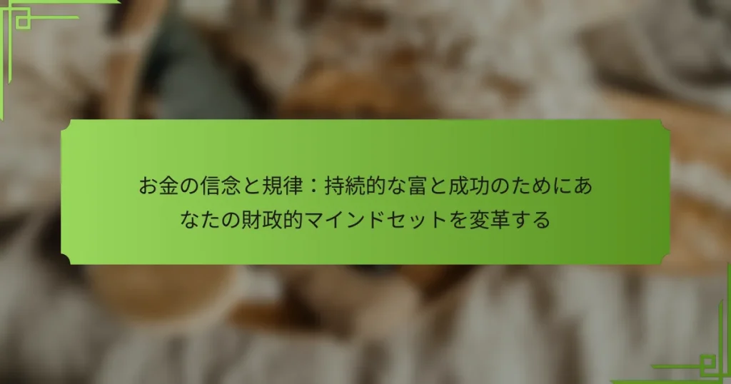 お金の信念と規律：持続的な富と成功のためにあなたの財政的マインドセットを変革する