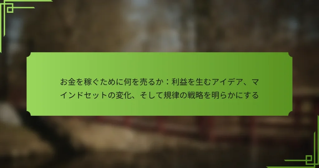お金を稼ぐために何を売るか：利益を生むアイデア、マインドセットの変化、そして規律の戦略を明らかにする