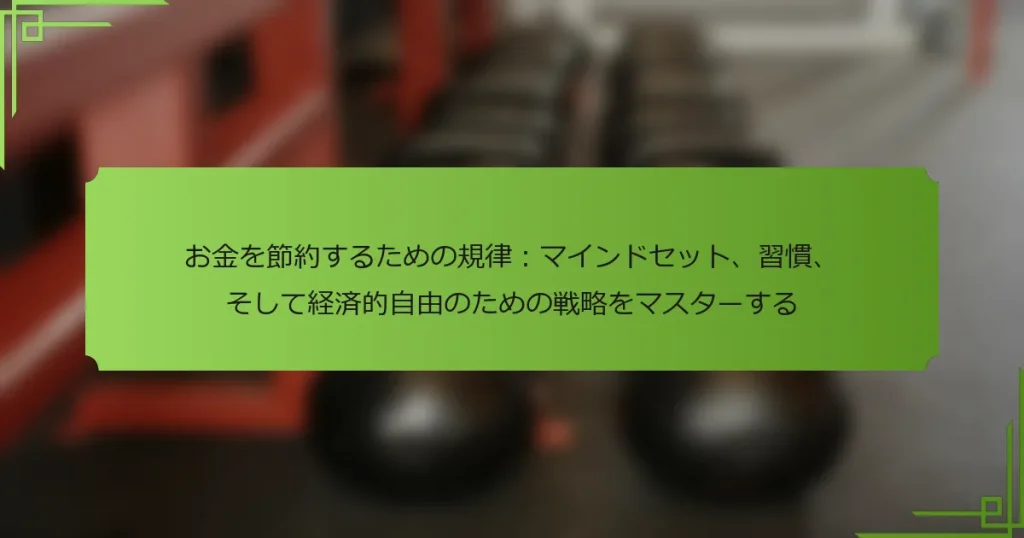 お金を節約するための規律：マインドセット、習慣、そして経済的自由のための戦略をマスターする