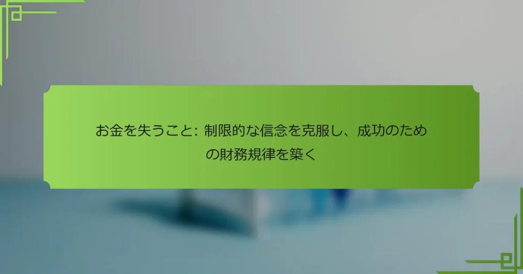 お金を失うこと: 制限的な信念を克服し、成功のための財務規律を築く