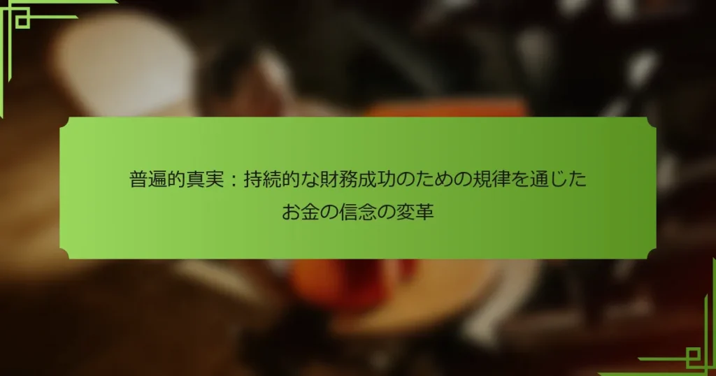 普遍的真実：持続的な財務成功のための規律を通じたお金の信念の変革