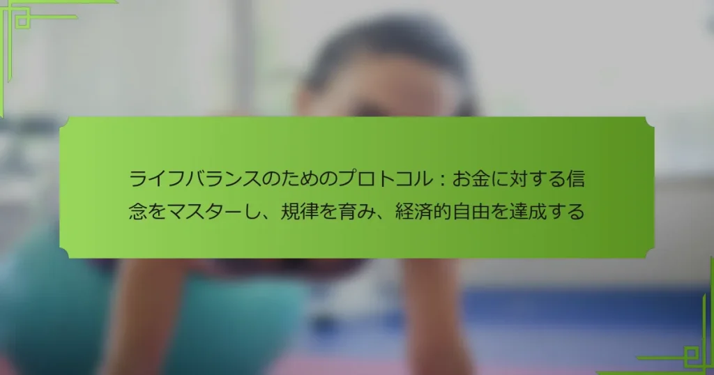 ライフバランスのためのプロトコル：お金に対する信念をマスターし、規律を育み、経済的自由を達成する