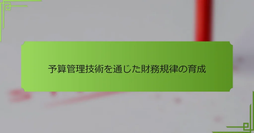 予算管理技術を通じた財務規律の育成