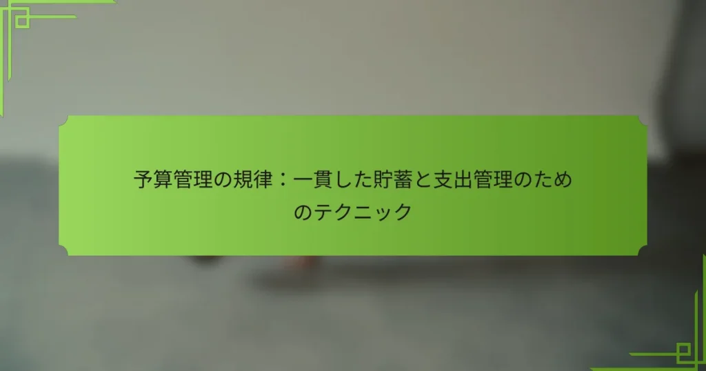 予算管理の規律：一貫した貯蓄と支出管理のためのテクニック