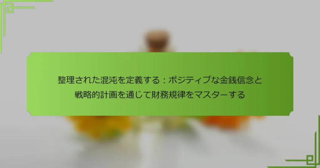 整理された混沌を定義する：ポジティブな金銭信念と戦略的計画を通じて財務規律をマスターする