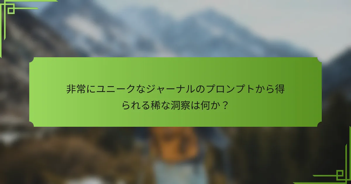 非常にユニークなジャーナルのプロンプトから得られる稀な洞察は何か?