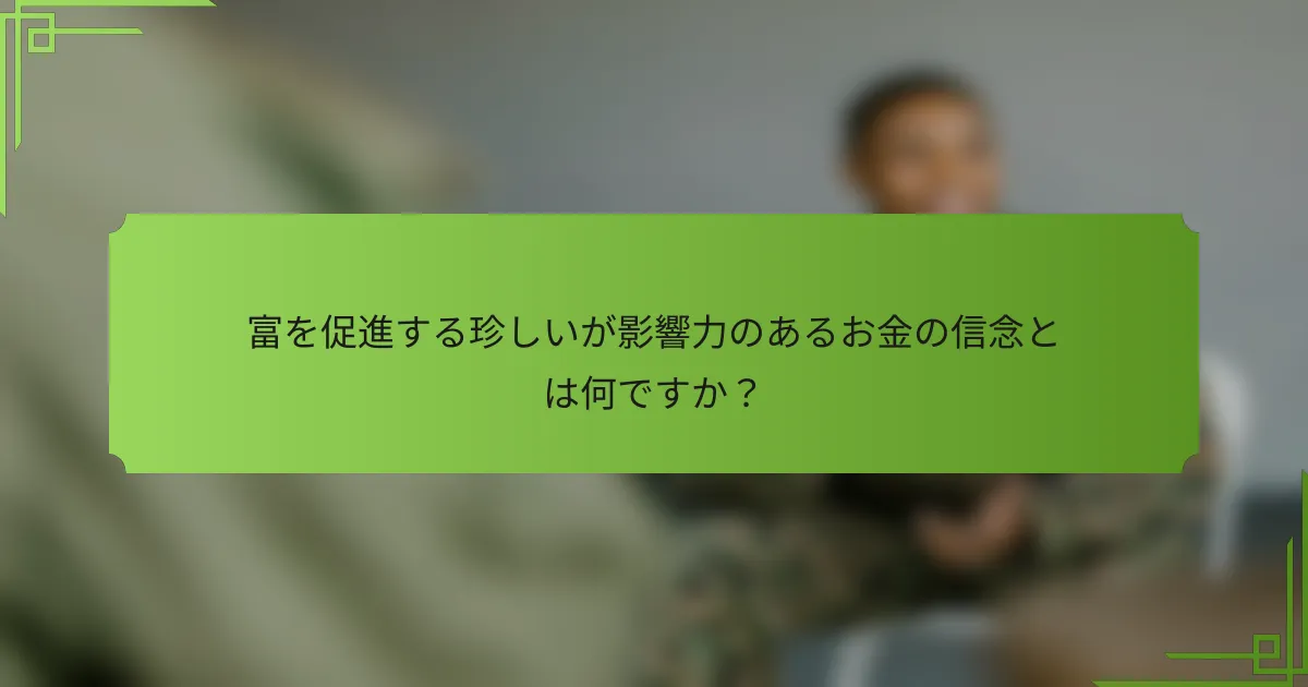 富を促進する珍しいが影響力のあるお金の信念とは何ですか？
