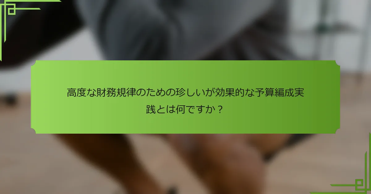 高度な財務規律のための珍しいが効果的な予算編成実践とは何ですか？