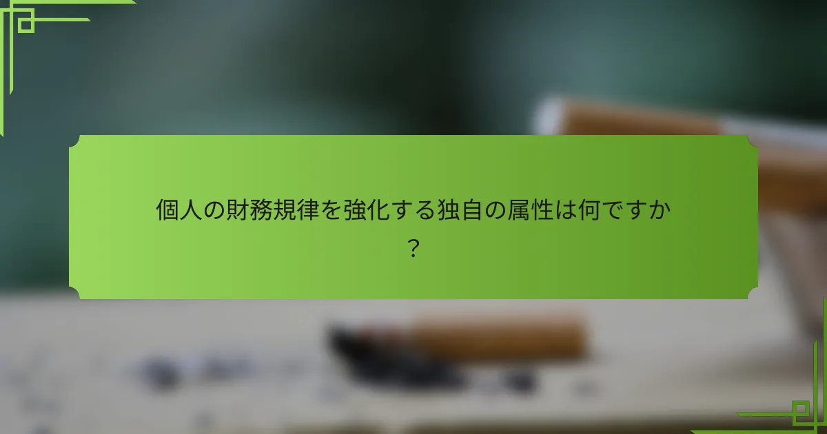 個人の財務規律を強化する独自の属性は何ですか？