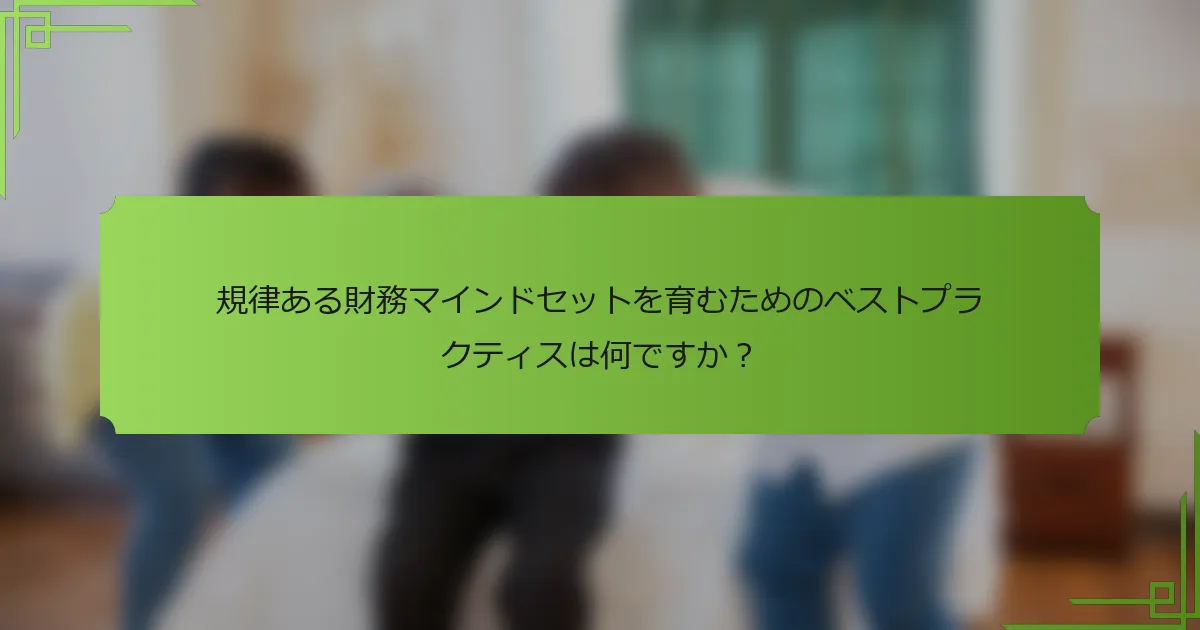 規律ある財務マインドセットを育むためのベストプラクティスは何ですか？