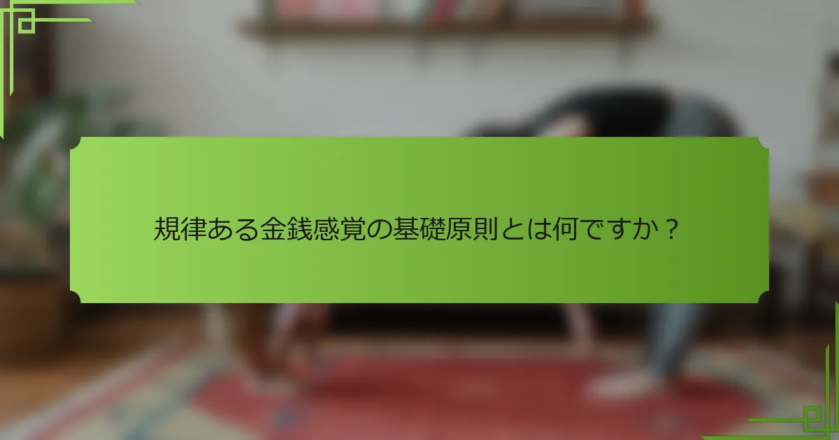 規律ある金銭感覚の基礎原則とは何ですか？