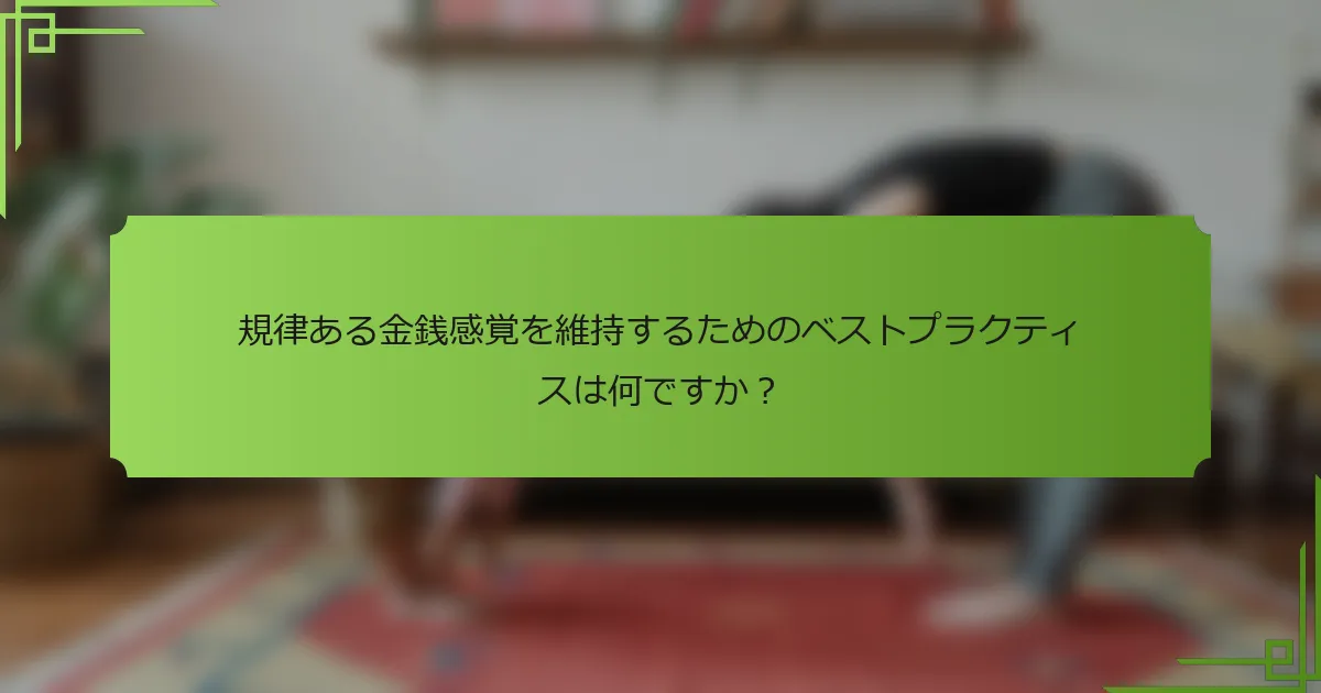 規律ある金銭感覚を維持するためのベストプラクティスは何ですか？