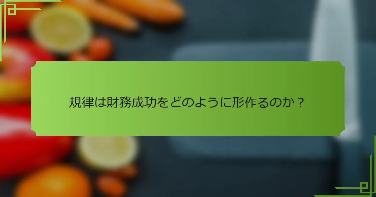 規律は財務成功をどのように形作るのか？