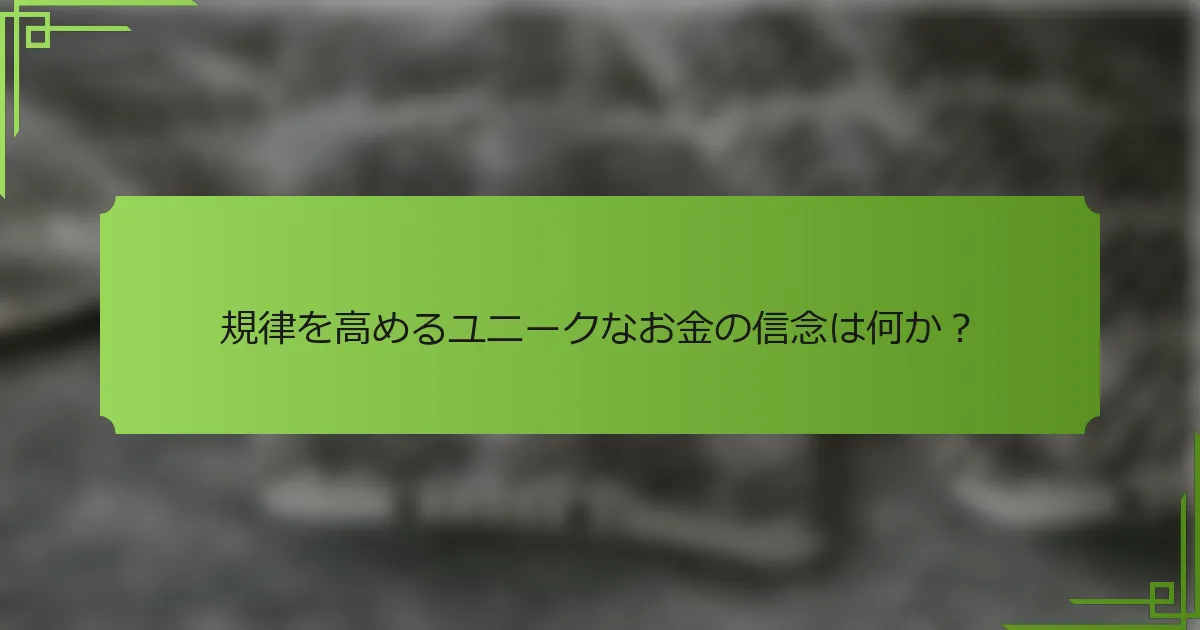 規律を高めるユニークなお金の信念は何か？