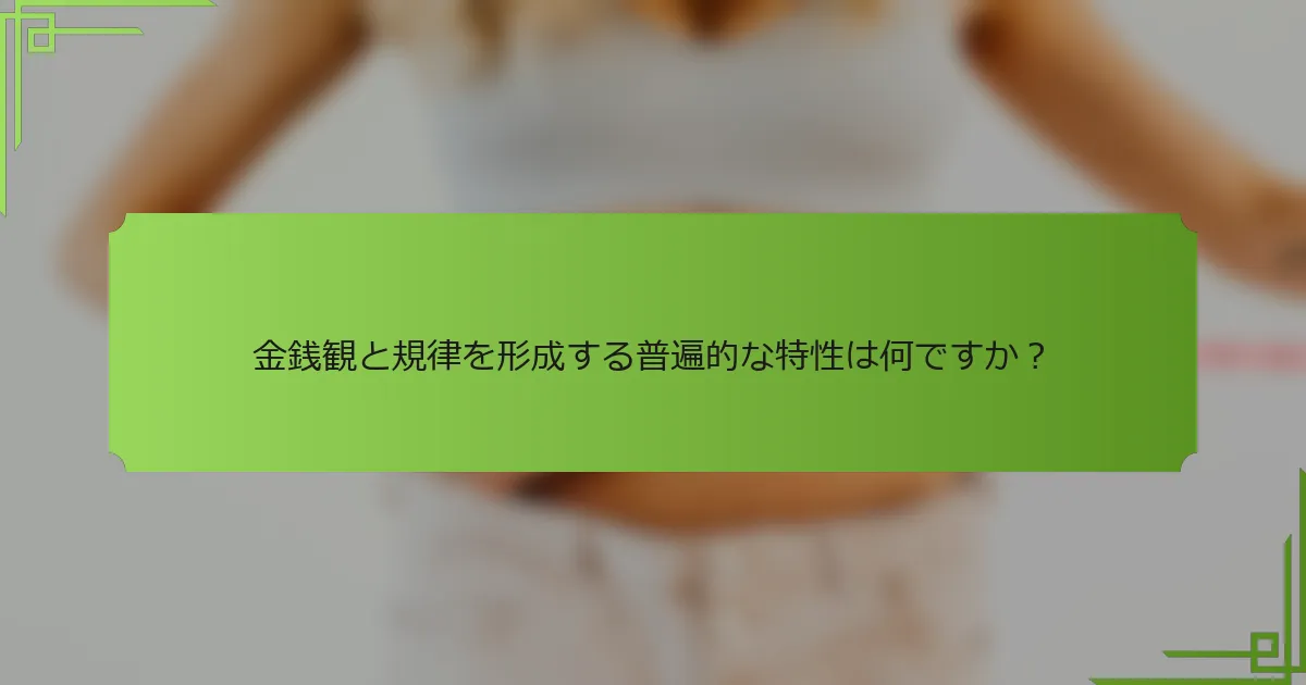 金銭観と規律を形成する普遍的な特性は何ですか？