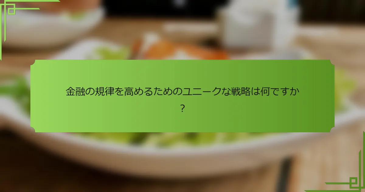 金融の規律を高めるためのユニークな戦略は何ですか？