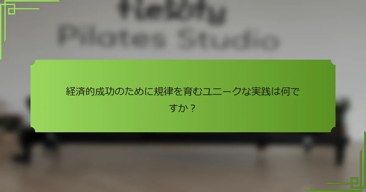 経済的成功のために規律を育むユニークな実践は何ですか？